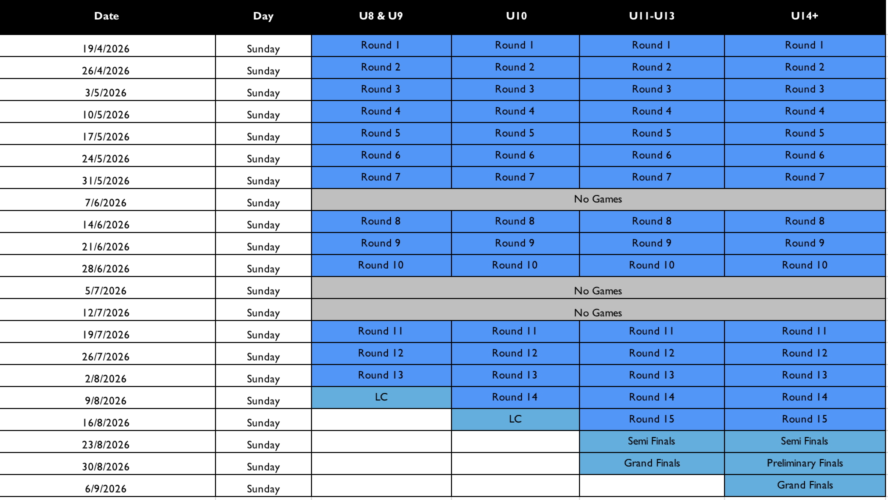 2026+SMJFL+Season+Dates